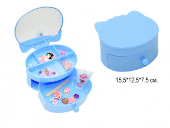 Набор украшений арт. MD-977 Кошка шкатулка с аксессуарами в пласт. кор._