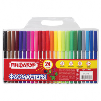 кс_Фломастеры арт. 151092 ПИФАГОР 24 цвета, вентилируемый колпачок