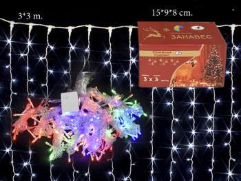 Гирлянда электр. арт. 534247 Штора цветная 3х3 м в кор.