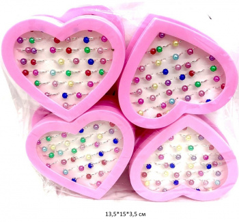 Набор украшений арт. 954/1422/36B1/211422 Кольца жемчуг набор 36 шт. в сердце в кор._=