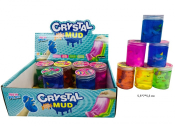 Лизун арт. 977-71 Блестки с фигуркой единорога круглая банка (12 шт.) в кор.•