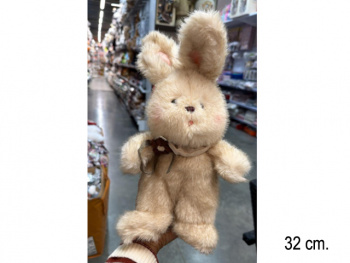 им Зайка арт. 209033/2587-18 Румяный с вязаным цветком на шее 32 см. в пак.