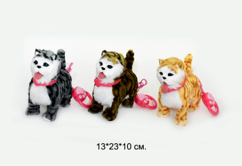 им Кошка арт. 67895-805 Интеракт. на поводке на бат. ходит, мяукает, поет в пак.