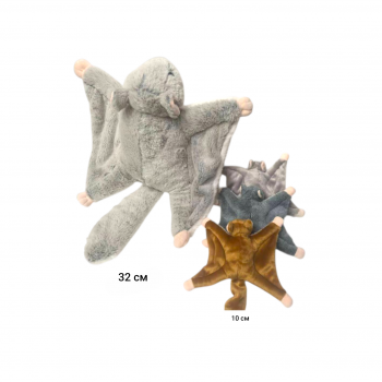 им Белка-летяга арт. 209478 Петаурус серый 32 см с 3 малышами 10 см в пак.