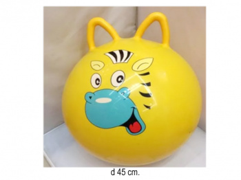 Мяч прыгун арт. 794-16 "Зебра" с ушками d-45 350 гр