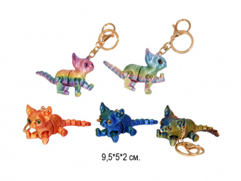 Брелок 3Д арт. AX-14-805 Кошка подвижный цвета микс в пак.