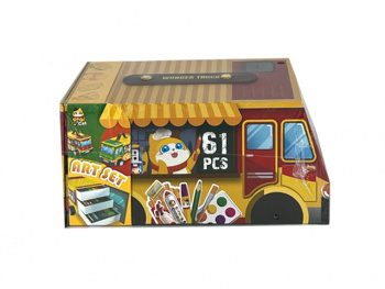 кц_Набор для рисования арт. DQC26010 В коробке-фургоне 61 предмет в пак.