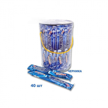Конфета арт. 002152/002381-8 Жевательная Трубочка-тянучка с начинкой Черника 16 г 40 шт. в банке#