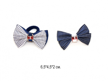 Бант арт. 709-B01-1 Двухцветный мелкая клетка на резинке 2 вида (24 шт.) на листе