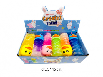 Лизун арт. 82584-8 Утка колба фигурная спираль двухцветный с блестками (12 шт.) шоубокс•