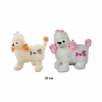 им Собака арт. YE90907-8 Пушистая с бантиками на ушках 30 см в пак.)