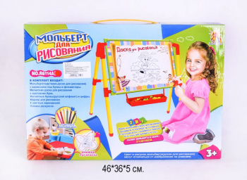 Доска для рисования арт. R6114A Мольберт 2 в 1 с магнит. буквами, цифрами в кор.•/36шт./