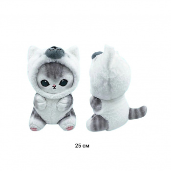 им Кот арт. 209449 В шапке хаски сидит 25 см в пак.