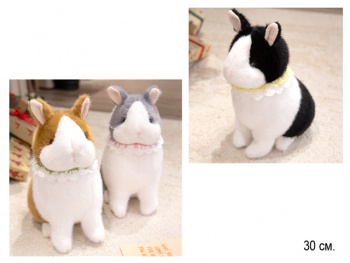 им Зайка арт. 209048 Короткоухий в кружевном воротнике 23 см в пак.