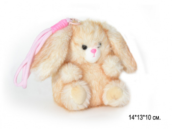 им Зайка арт. 209175 Брелок на шнурке Пестрый 14 см в пак.