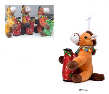 им Лошадь арт. 825-18A/YE25510-3 Копилка муз. С мешком 21 см цвета микс 1 шт. в пак. (12 шт.))