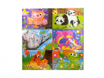 Деревянная игрушка арт. 2568-10 Пазл "Зверюшки" в ассортименте в пленке_