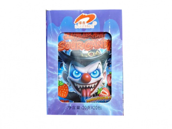 Конфета арт. 102217 "Клоун" кислая вкус клубника 20 г в пак. 20 шт. в кор.*#'