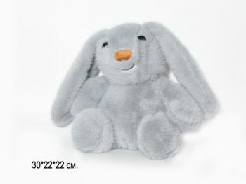 им Зайка арт. 08786-7-209 Вислоухий норковый серый коричневый нос 30*22 см в пак.