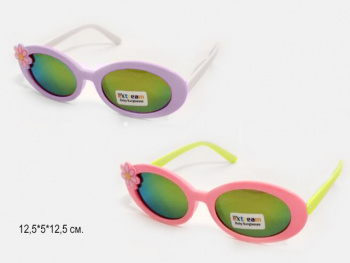 Очки солнцезащ. арт. 2013-2 Детские овальные с цветочком цвета микс в пак. (24 шт.)