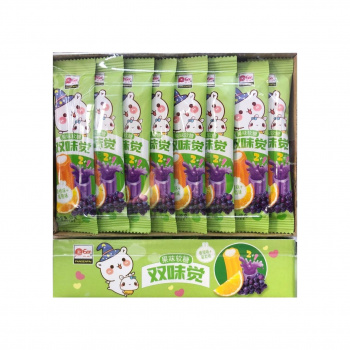 Конфета арт. 960090-1 Жевательная Трубочка-тянучка "Апельсин-виноград" 12 г 30 шт в зеленой кор.*