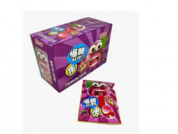 Конфета арт. 950185/950178-2 Кислая "Виноград" 24 г 20 шт. в фиолетовой кор.;,