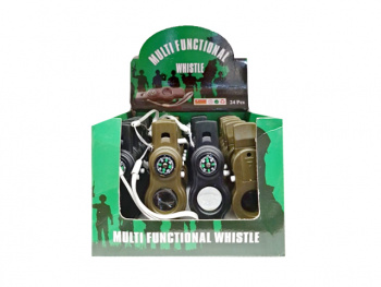 Фонарик арт. CQ-51 Лазер "Туристический" 5в1 свисток, компас, лупа,  (24 шт.) шоубокс=