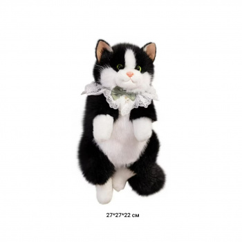 им Кошка арт. DYB-2026-7-1 Черная с воротничком 27 см в пак._